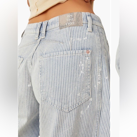 Free People Striped Good Luck Barrel Jeans - Picture 4 of 12